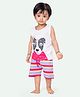 Ariel Pure Cotton Knit Sleeveless Dog Printed Tee & Shorts Set - Pink