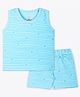Ariel Pure Cotton Knit Half Sleeves Ship Printed Coordinating Tee & Shorts Set - Blue