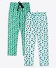 Ariel Cotton Knit Pack Of 2 Panda & Sushi Printed Pajamas - Blue & Green