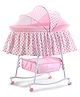 Rocking Cradle with Mosquito Net & Storage Basket Gentle Rocking Function Lockable Wheels Portable & Comfortable New Born Essential Easy to Assemble - Pink