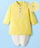 EARTHY TOUCH Cotton Woven Full Sleeves Kurta Dhoti Set with Floral Print - Yellow