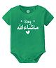Baby Buzz 100% Cotton Knit Half Sleeves Say Mashallah Text Printed Onesie - Green