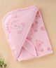Zero Interlock Knit Hooded Towel with Bear Print  L 80 x B 78 cm - Peach