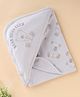 Zero Interlock Knit Hooded Towel with Bear Print  L 81 x B 76.5 cm - Silver