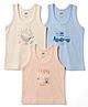 Zero Knit Sleeveless Vests Train & Bear Print Pack of 3 - Peach Aqua Beige