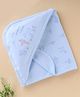 Zero Interlock Knit Hooded Towel with Animal Print  L 81 x B 77.5 cm - Light Blue