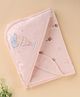 Zero Interlock Knit Hooded Towel with Embroided Elephant Print  L 82 x B 82 cm - Peach