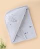 Zero Interlock Knit Hooded Towel with Embroided Elephant Print  L 81.5 x B 81.5 cm - Silver
