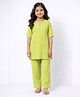Little Ginnie Cotton Woven Half Sleeves Gota Lace Embellished Kurti & Pant Set - Green
