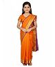 Little Ginnie Cotton Woven Half Sleeves Blouse with Zari Border Embroidered Saree  - Orange
