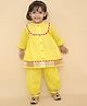 Little Ginnie Cotton Woven Three Fourth Sleeves Gota Lace Embellished Kurti & Salwar Set - Yellow
