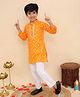 Little Ginnie Cotton Woven Full Sleeves Gota Lace Embellished & Bandhani Printed Kurta &  Pyjama Set - Orange