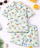 Little Ginnie Cotton Woven Half Sleeves Abstract Printed Coordinating Shirt & Shorts  Night Suit - White