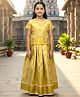 Little Ginnie Cotton Silk Woven Half Sleeves Pattu Pavadai Lehenga Choli Set - Golden