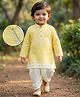 EARTHY TOUCH Cotton Woven Full Sleeves Kurta Dhoti Set with Chevron Print - Yellow