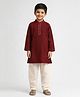 The Magic Wand Jacquard Woven Full Sleeves Gota Lace Embellished Ethnic Motifs Printed Kurta Pyjama Set - Maroon