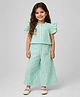 The Magic Wand Cotton Woven Half Flutter Sleeves Striped Coordinating Top & Palazzo Set - Green