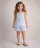 The Magic Wand Cotton Woven Sleeveless Solid Top & Shorts Set - Blue