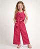 The Magic Wand Cotton Woven Sleeveless Knot Detailed Top & Pants Set - Fuchsia