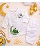 KNITROOT Cotton Woven Eid Theme Full Sleeves Eid Mubarak Text Printed Kurta Pyjama Set - White