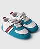 Toothless Colour Blocked Velcro Closure Booties - Blue & White