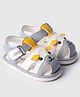Toothless Animal Face Applique Detailed Velcro Closure Sandals  - Grey