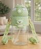 Badal Kidz Water Bottle Sipper with Bear Design Adjustable Shoulder Strap, Clear BPA Free Plastic Sipper- 850 ml - Green