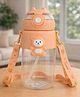 Badal Kidz Water Bottle Sipper with Bear Design Adjustable Shoulder Strap, Clear BPA Free Plastic Sipper- 850 ml - Peach