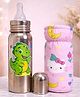 Badal Kidz Stainless Steel Bottle With Soft Bottle Cover, 250 ml- Dino Design & Pink