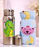 Badal Kidz Stainless Steel Bottle With Soft Bottle Cover, 250 ml- Dino Design & Blue