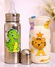 Badal Kidz Stainless Steel Bottle With Soft Bottle Cover, 250 ml- Dino Design & Yellow