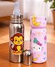 Badal Kidz Stainless Steel Bottle With Soft Bottle Cover, 250ML- Monkey Design & Pink
