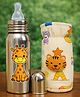 Badal Kidz Stainless Steel Bottle With Soft Bottle Cover, 250ML- Giraffe Design & Yellow