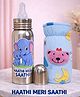 Badal Kidz Stainless Steel Bottle With Soft Bottle Cover, 250ML- Elephant  Design & Blue