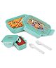 Milton Candy Tiffin with Bheem Print Kids Lunch Box Leak Proof Food Grade Container with Spoon & Fork 520 ml - Mint Green