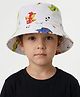 Vritraz Cotton Woven Dragon Printed Bucket Hat - White - Circumference - 52-56 Cms