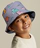 Vritraz Cotton Woven Dinosaur Printed Bucket Hat - Grey - Circumference - 52-56 Cm