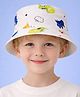 Vritraz Cotton Woven Dinosaur Printed Bucket Hat - White - Circumference 52-56 Cms