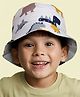 Vritraz Cotton Woven Dinosaur Printed Bucket Hat - White - Circumference 52-56 Cm