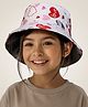 Vritraz Cotton Woven Heart Printed Bucket Hat - White - Circumference 52-56 Cm