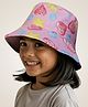 Vritraz Cotton Woven Stars & Hearts Printed Bucket Hat - Pink - Circumference 52-56 Cms