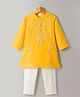 Babyhug Chanderi Woven Full Sleeves Kurta Pajama Set with Embroidery - Yellow