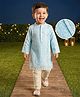 Babyhug Georgette Woven Full Sleeves Kurta Pyjama Set With Sequin & Embroidery Detailing - Aqua Blue