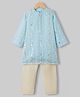 Babyhug Georgette Woven Full Sleeves Kurta Pyjama Set With Sequin & Embroidery Detailing - Aqua Blue