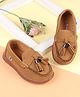 Cute Walk by Babyhug Slip On Solid Loafers With Applique - Brown