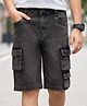 Arias Cotton Stretch Woven Knee Length Washed Shorts With Cargo Pocket - Grey
