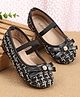 Babyoye Slip On Ballerina With Bow Applique - Black