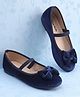 Pine Kids Slip On Ballerina With Bow Applique - Navy Blue