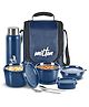 Milton Pro Lunch Tiffin Set with Insulated Fabric Jacket 3 Microwave Safe Inner Steel Containers, 100 ml Chutney Container,  Steel Bottle, Spoon & Fork, Leak-Resistant Design 750 ml - Blue