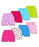 KUCHIPOO Cotton Blend Knit Pack Of 8 Floral Hearts & Butterfly Printed Shorts - Multi Colour